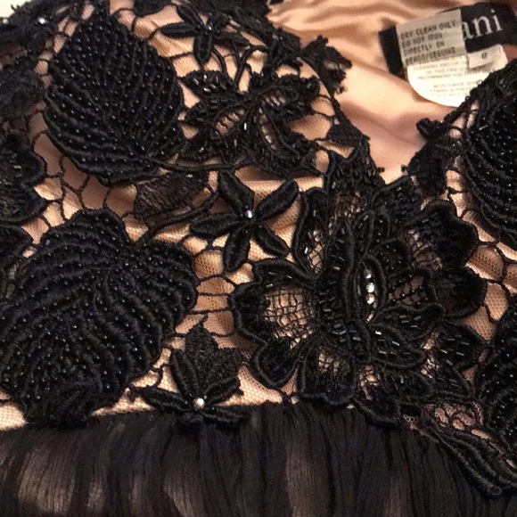 Jovani Black Beaded Silk & Lace Dress - Picture 12 of 15